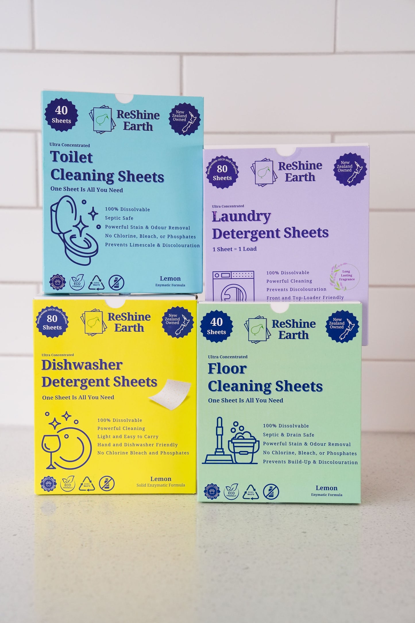 All in One Starter Pack, Dishwasher, Laundry, Floor and Toilet Detergent Sheets, 240 Washes