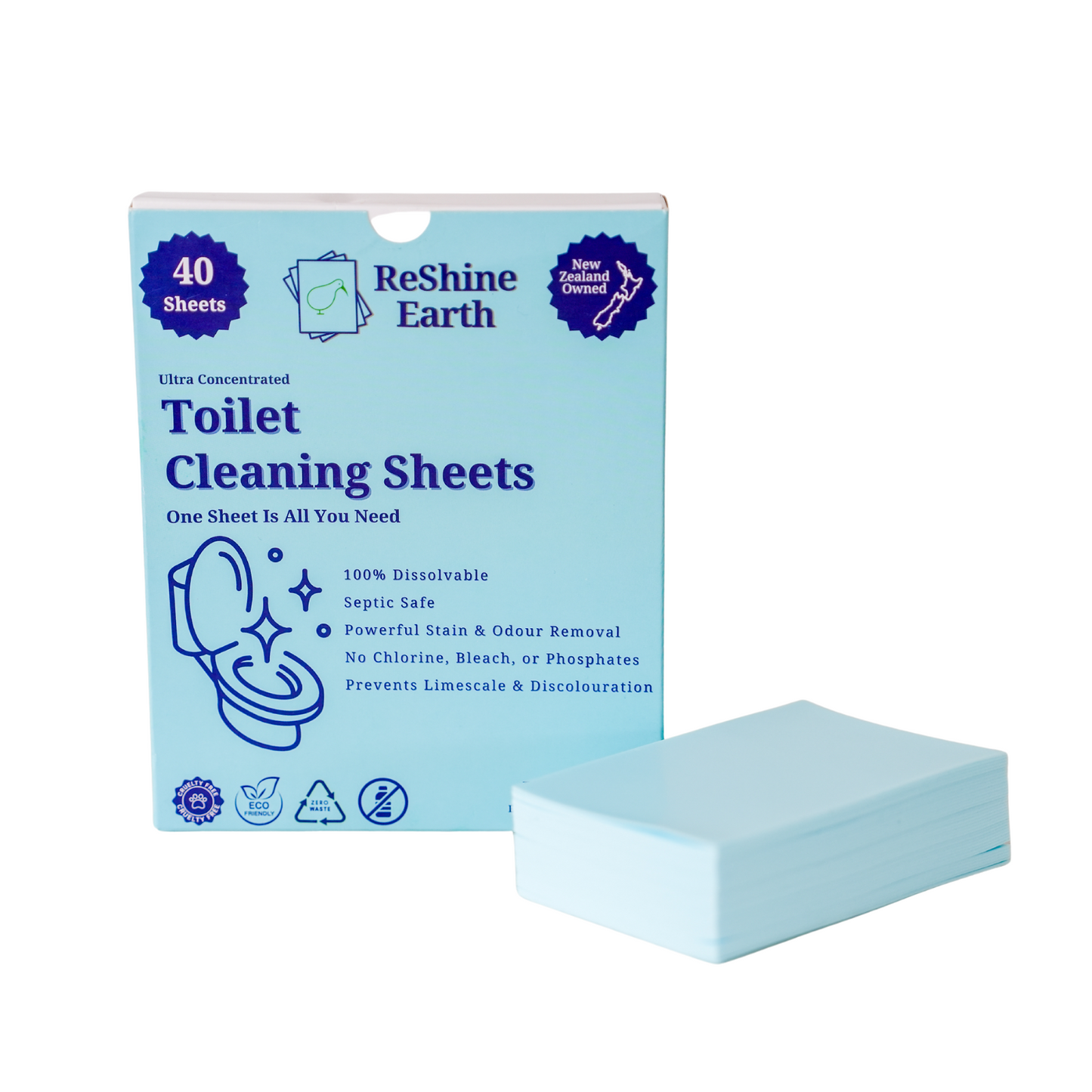 Toilet Cleaning Detergent Sheets, 40 Washes
