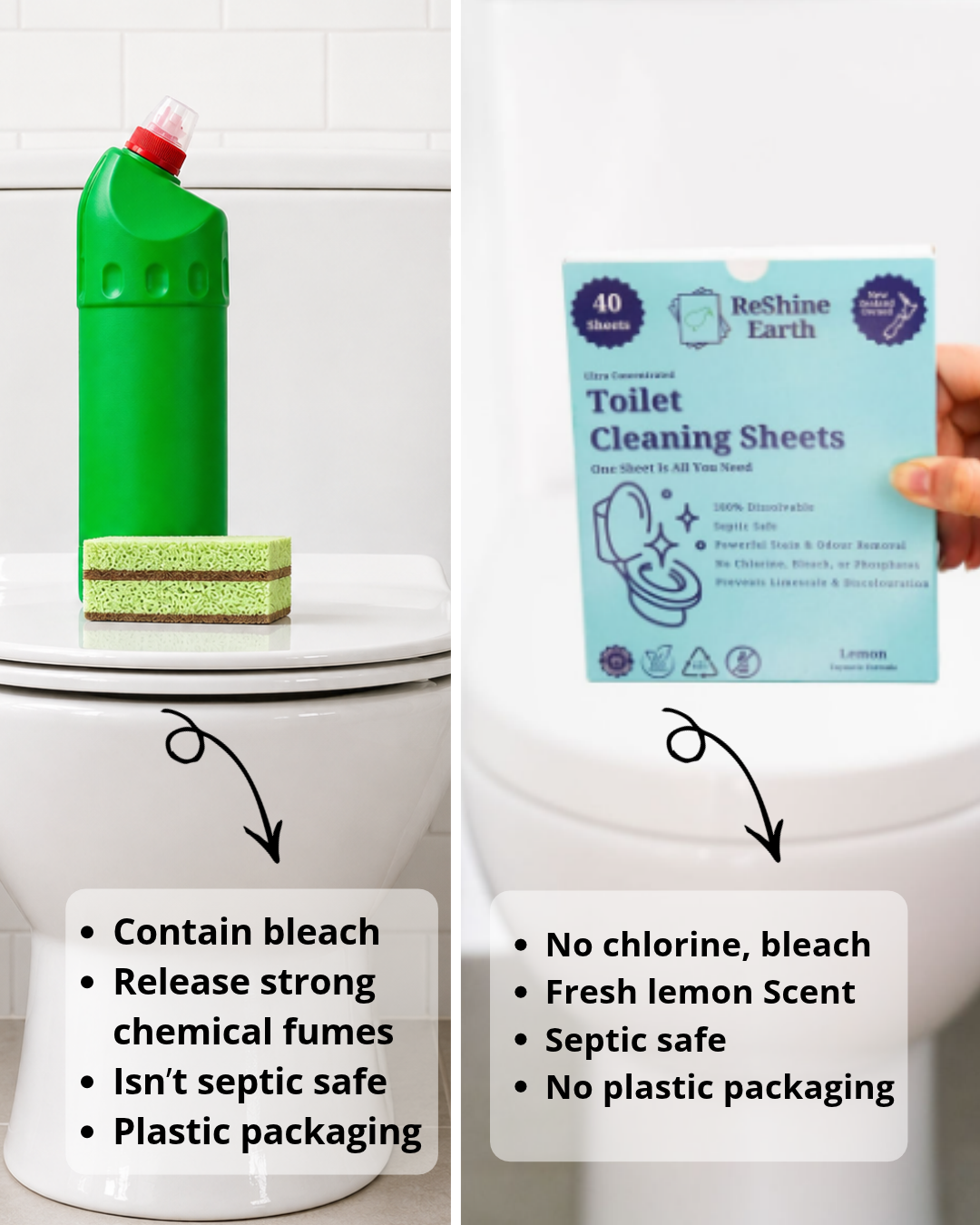 Toilet Cleaning Detergent Sheets, 40 Washes