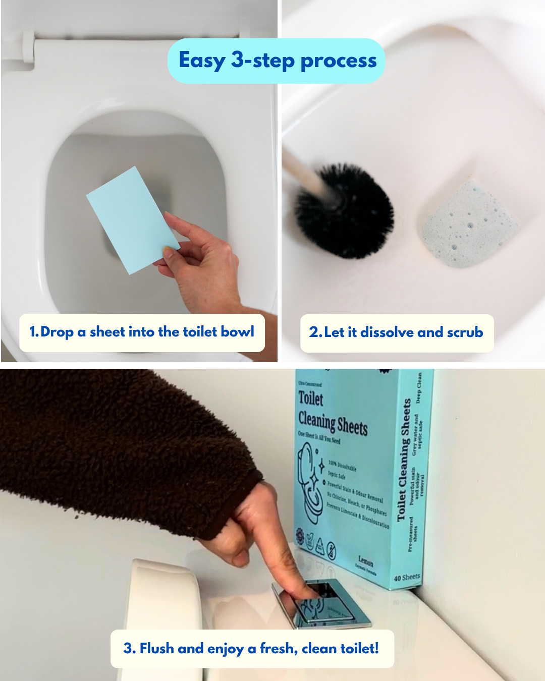 Toilet Cleaning Detergent Sheets, 40 Washes